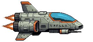 The starship Parallax, engines lit